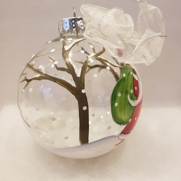 Large Hand Painted Glass Christmas Ornament - Picture 3 of 5